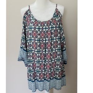 Umgee Cold Shoulder long top or midi dress